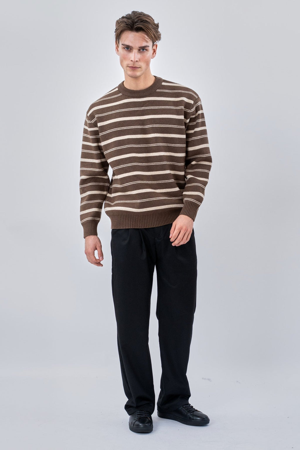 Stripete Genser - Khaki