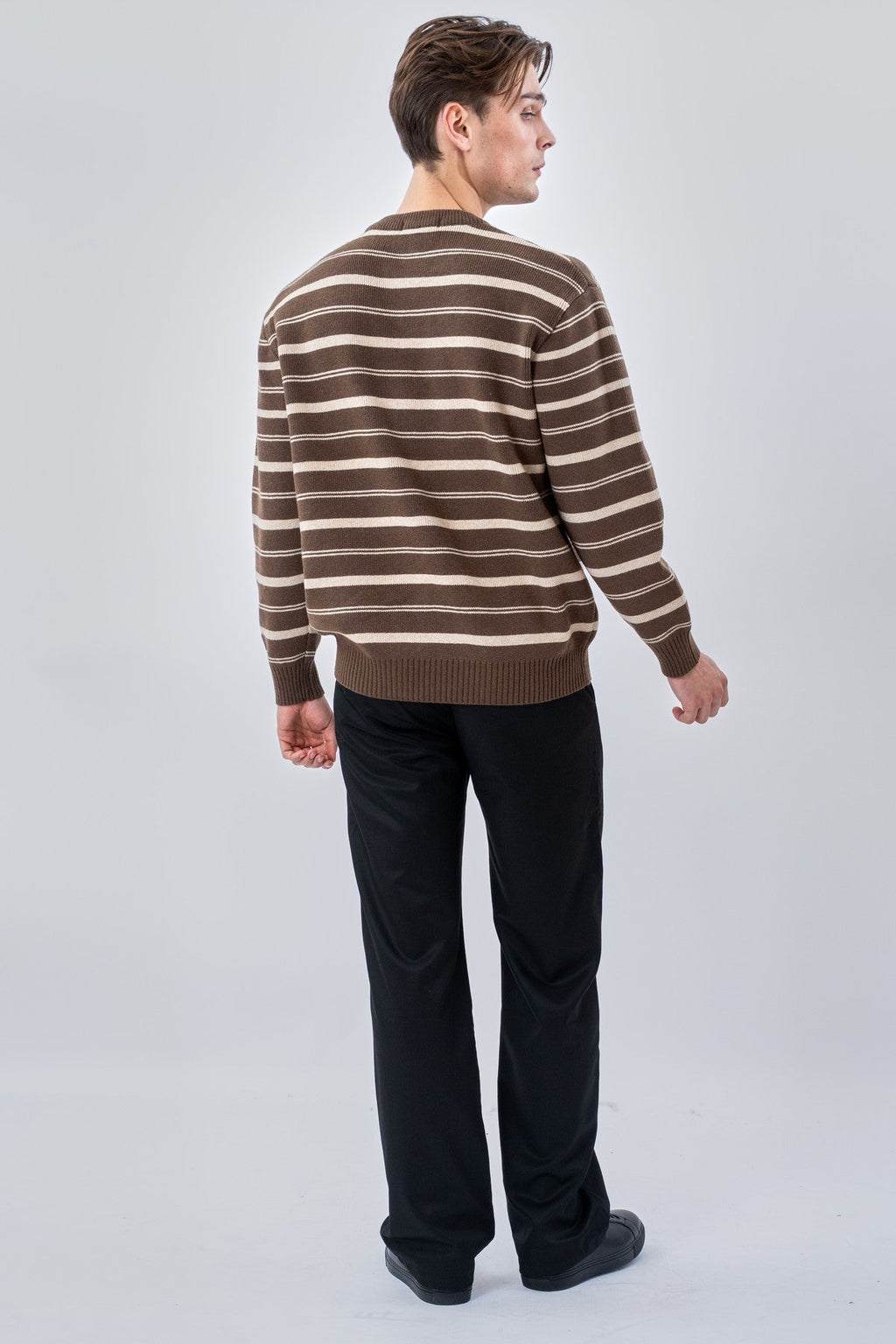 Stripete Genser - Khaki