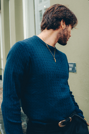 Pullover Kabel Strik - Navy
