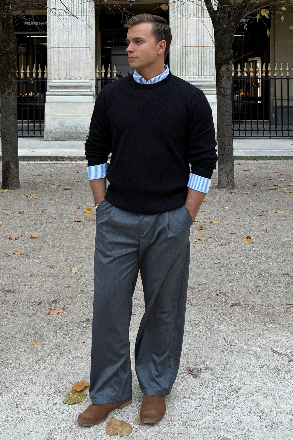 Pullover Kabel Strik - Sort