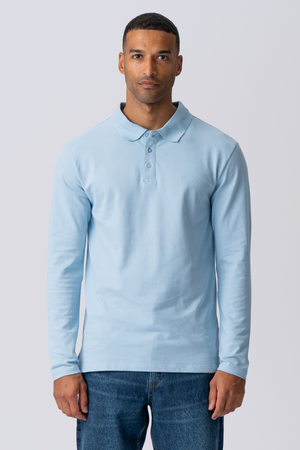 Muscle Langermet Polo Shirt - Lyseblå