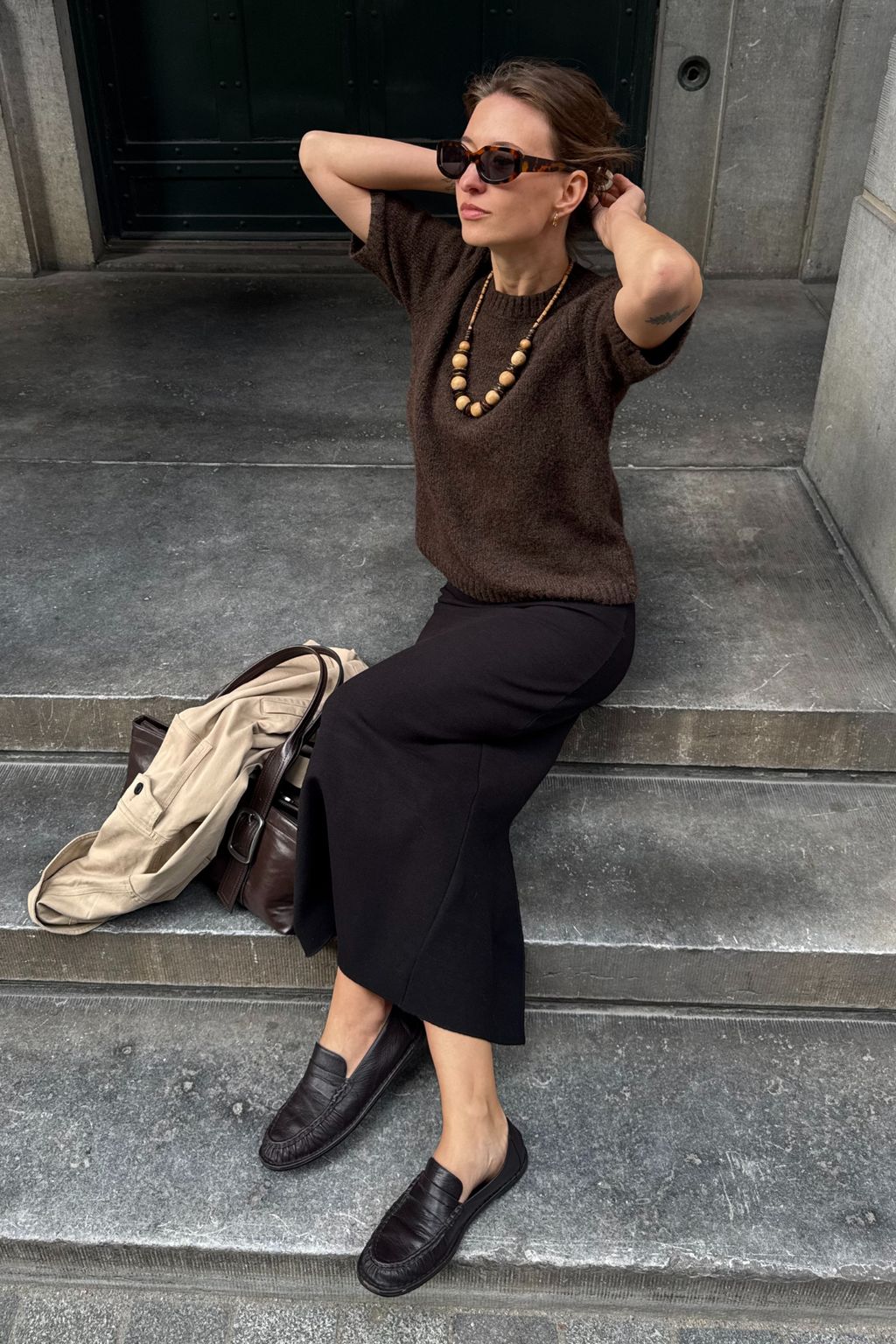 Aggia S/S Strikkegenser - Sjöbrun