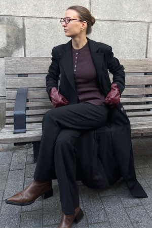 Ukino Strikkecardigan med O-hals - Sjokoladeplomme