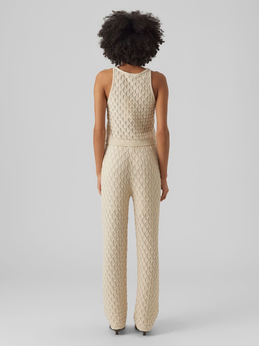 Evelyn High-Waist Crochet Pants - Birch