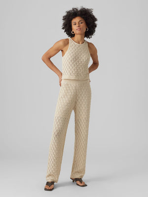Evelyn High-Waist Crochet Pants - Birch