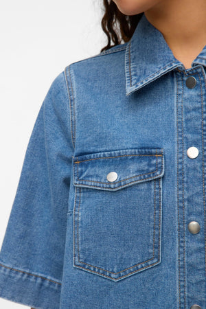 Fenja Kort Denimkjole - Mellomblå Denim