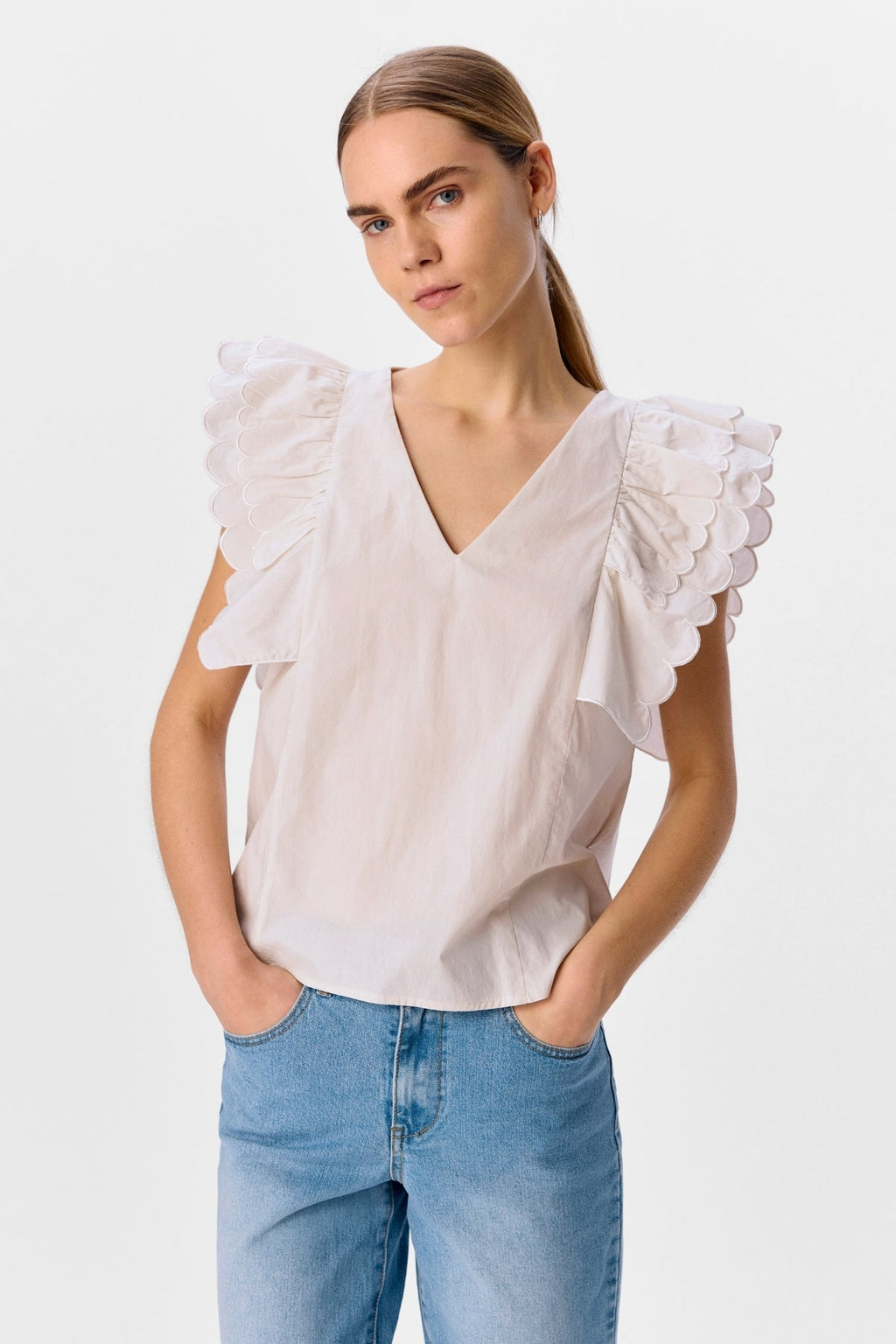 Hope Papaya Nour S/S Top - Hvit Sand