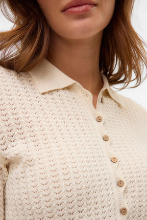 Panama 2/4 Strikket Cardigan - Birch