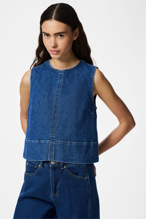 Silke Denim Topp - Medium Blue Denim
