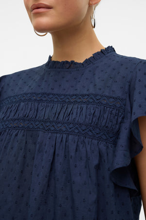 Trine Lace Top - Navy Blazer