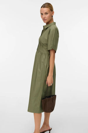 Barbara Calf Kjole - Deep Lichen Green