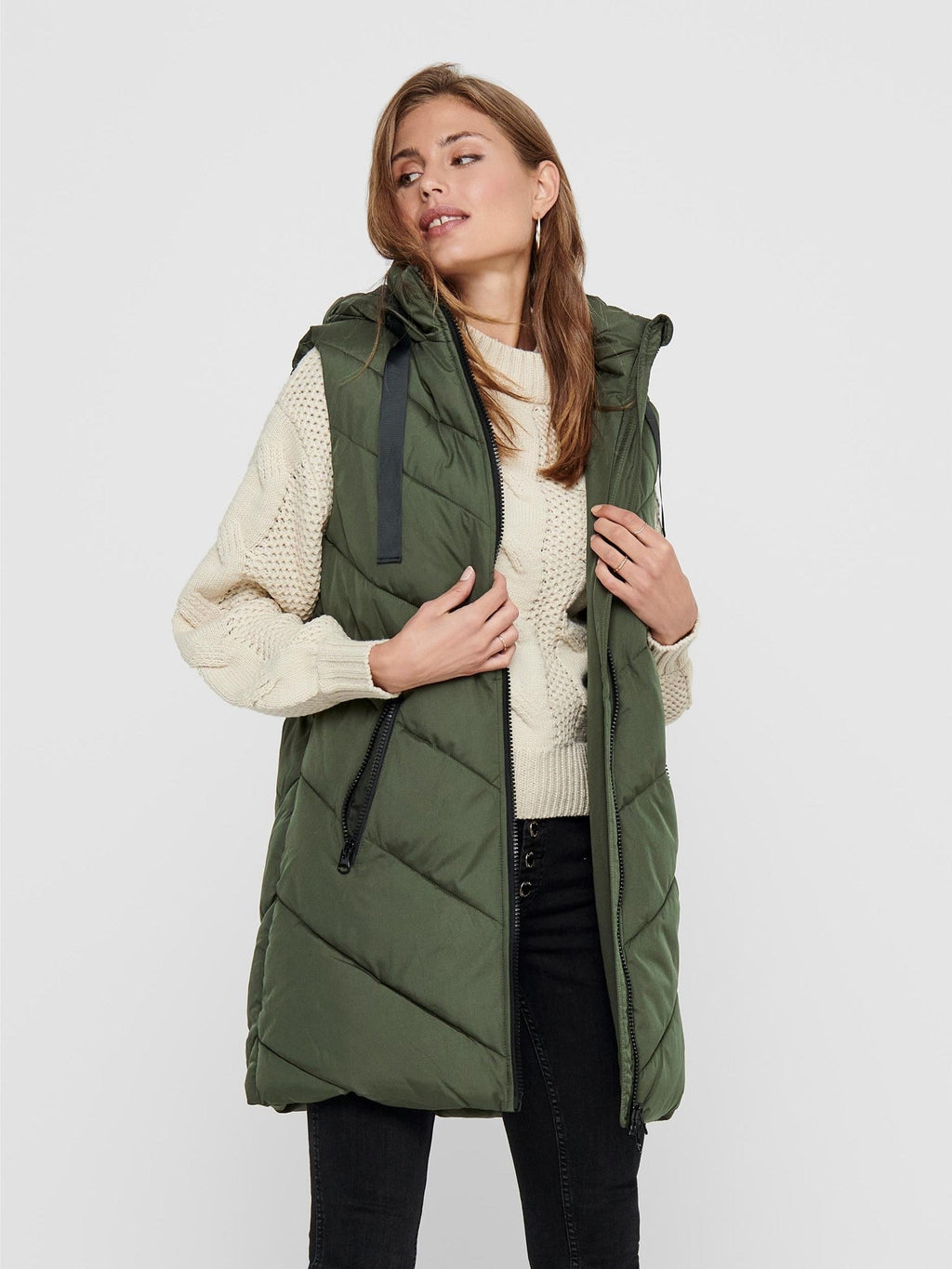 Skylar Padded Hood Waistcoat - Forest Night