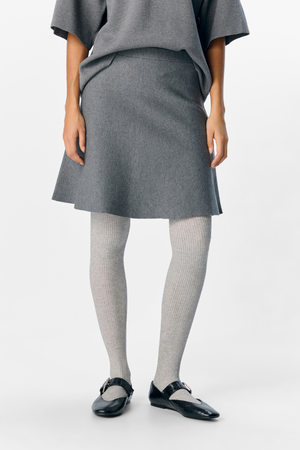 Reynard HW Kort Strikket Skjørt - Mellomgrå Melange