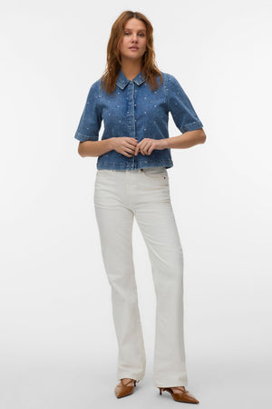 Dionne 2/4 Denimskjorte - Medium Blue Denim - Heart