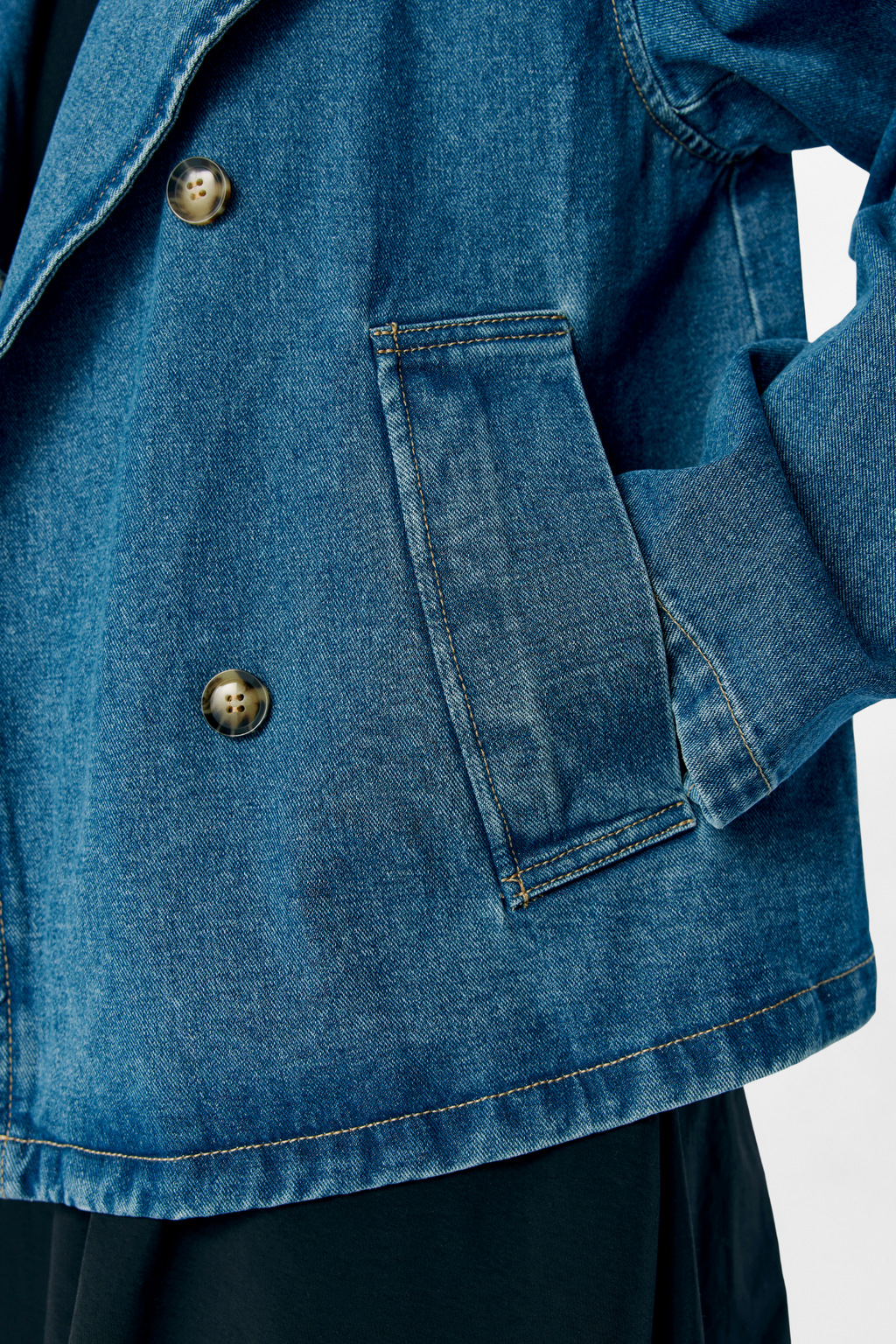 Tilla Gro L/S Denim Jakke - Medium Blå Denim