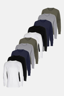 Basic T-skjorte med lange ermer - Pakketilbud (9 stk.)