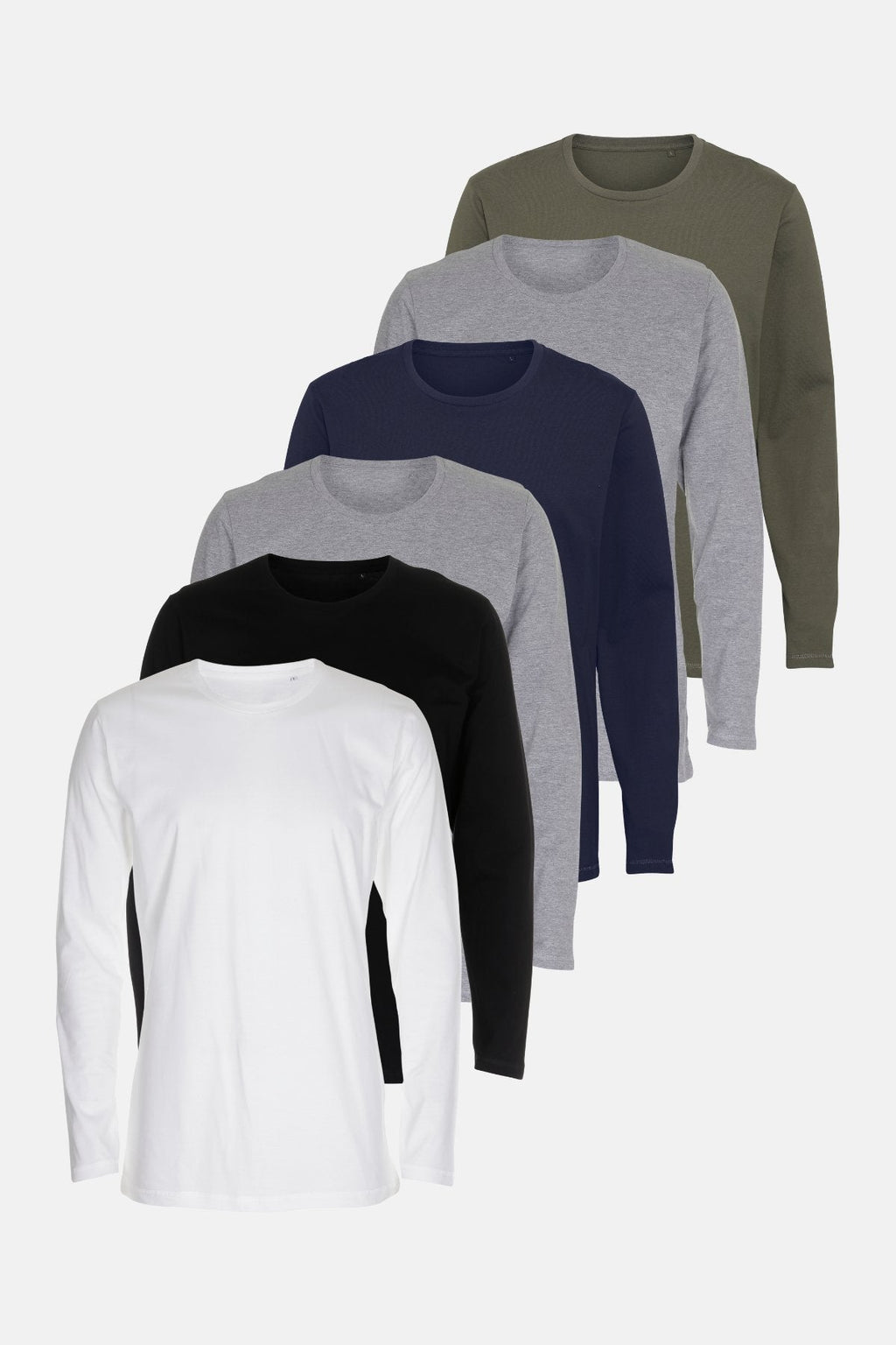 Basic T-skjorte med lange ermer - Pakketilbud (6 stk.)