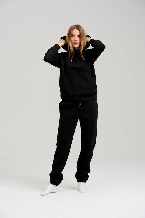 Basic Sweatsuit with Hoodie (Black) - Package Deal (Women) - TeeShoppen Group™ - Sweatsuit - TeeShoppen