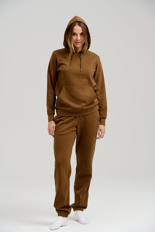 Basic Sweatsuit with Hoodie (Brown) - Package Deal (Women) - TeeShoppen Group™ - Sweatsuit - TeeShoppen