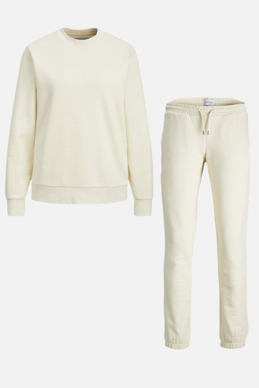 Basic joggedress med hettegenser (lys beige) - Pakketilbud (dame)