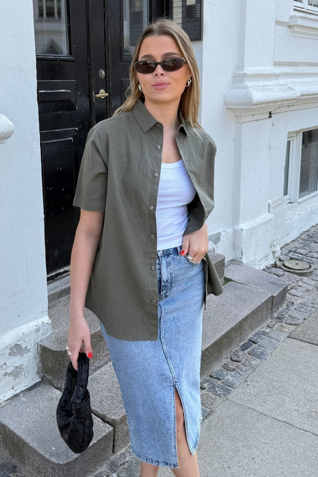 Kortermet Linskjorte - Army