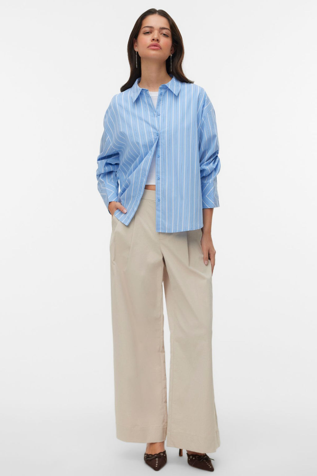 Meng MidWaist Crinkled Wide Pants - Cement