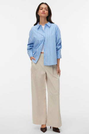 Meng MidWaist Crinkled Wide Pants - Cement