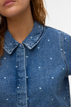 Dionne 2/4 Denimskjorte - Medium Blue Denim - Heart