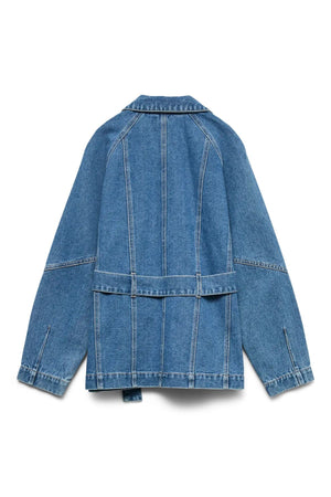Agnes Belt Denim Jacket - Medium Blue Denim