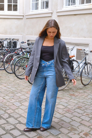 Klassisk fit Blazer - Mørk Grå