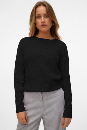 Doffy O-Neck Bluse - Black Melange