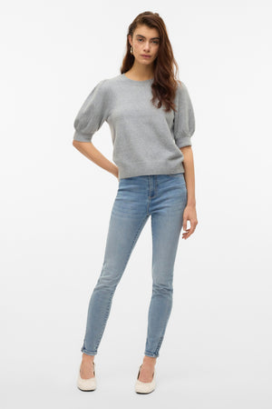 Doffy O-Neck Pullover - Lys Grå Melange