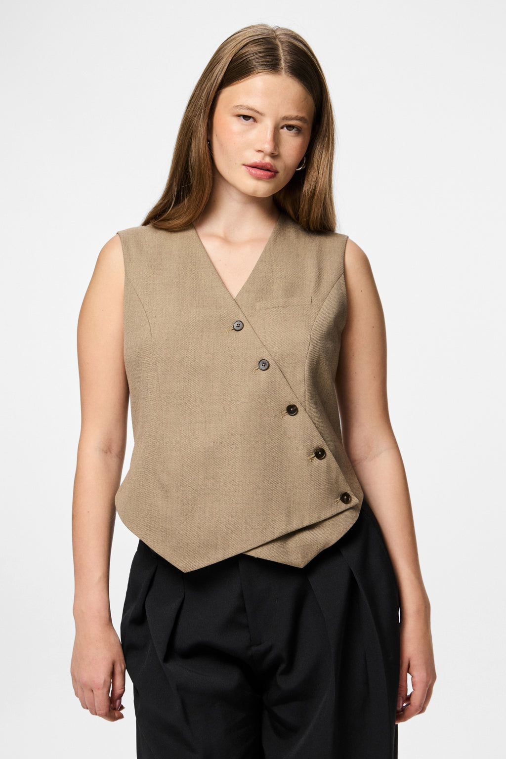 Bubbles Asymmetrisk Vest - Greige