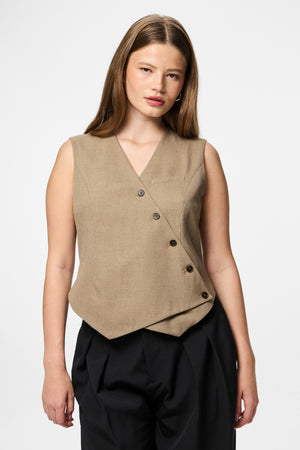Bubbles Asymmetrisk Vest - Greige