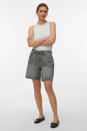 Wien Belt Shorts Mix - Light Grey Denim