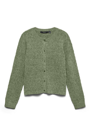Doffy Stitch Ls O-Neck Cardigan - Oil Green Melange
