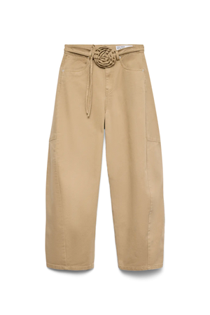 Kaitlin Wide Colored Barrel Jeans - Kelp