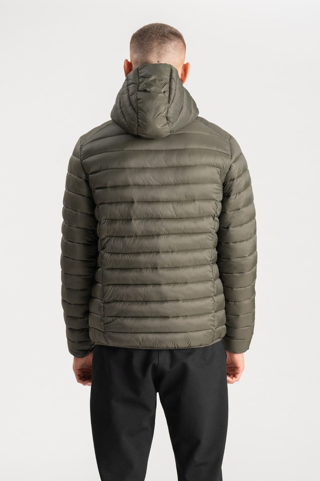 Hooded Light Puffer Jakke - Olive