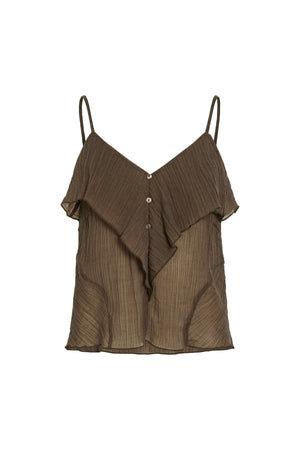 Danira V-hals Singlet Topp - Skifersvart