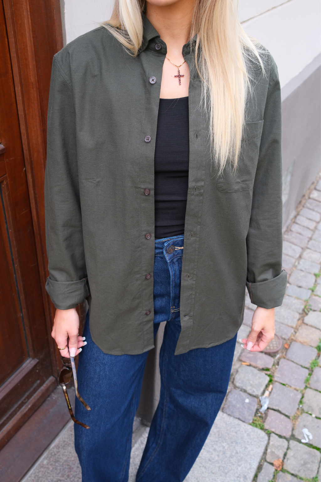 Boyfriend Oxford Skjorte - Mørkegrønn