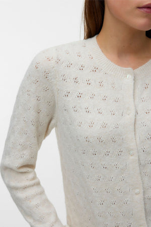 Doffy Stitch Ls O-Neck Cardigan - Birch Melange