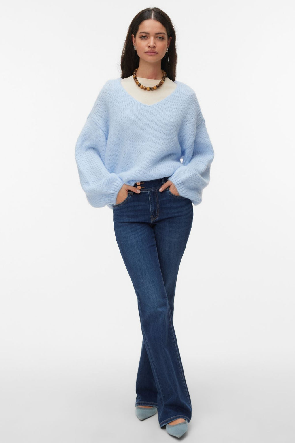Vero Moda Maybe 2way V-Neck Pullover - Lyseblå