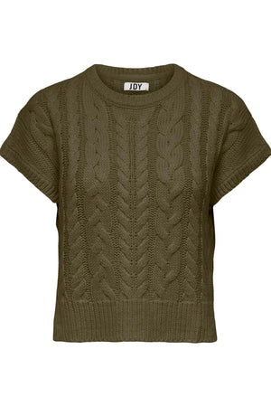 Violetta Cable Vest - Dark Olive