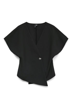 Sonja V-Neck Topp - Svart/Sølv-knapp