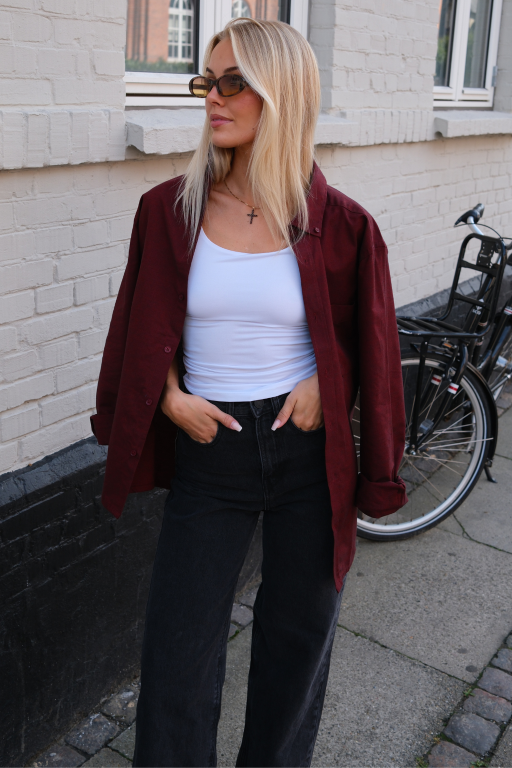 Boyfriend Oxford Skjorte - Burgunder