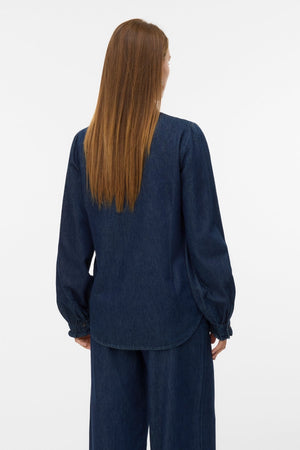 Atla Frill Denim Skjorte - Dark Blue Denim