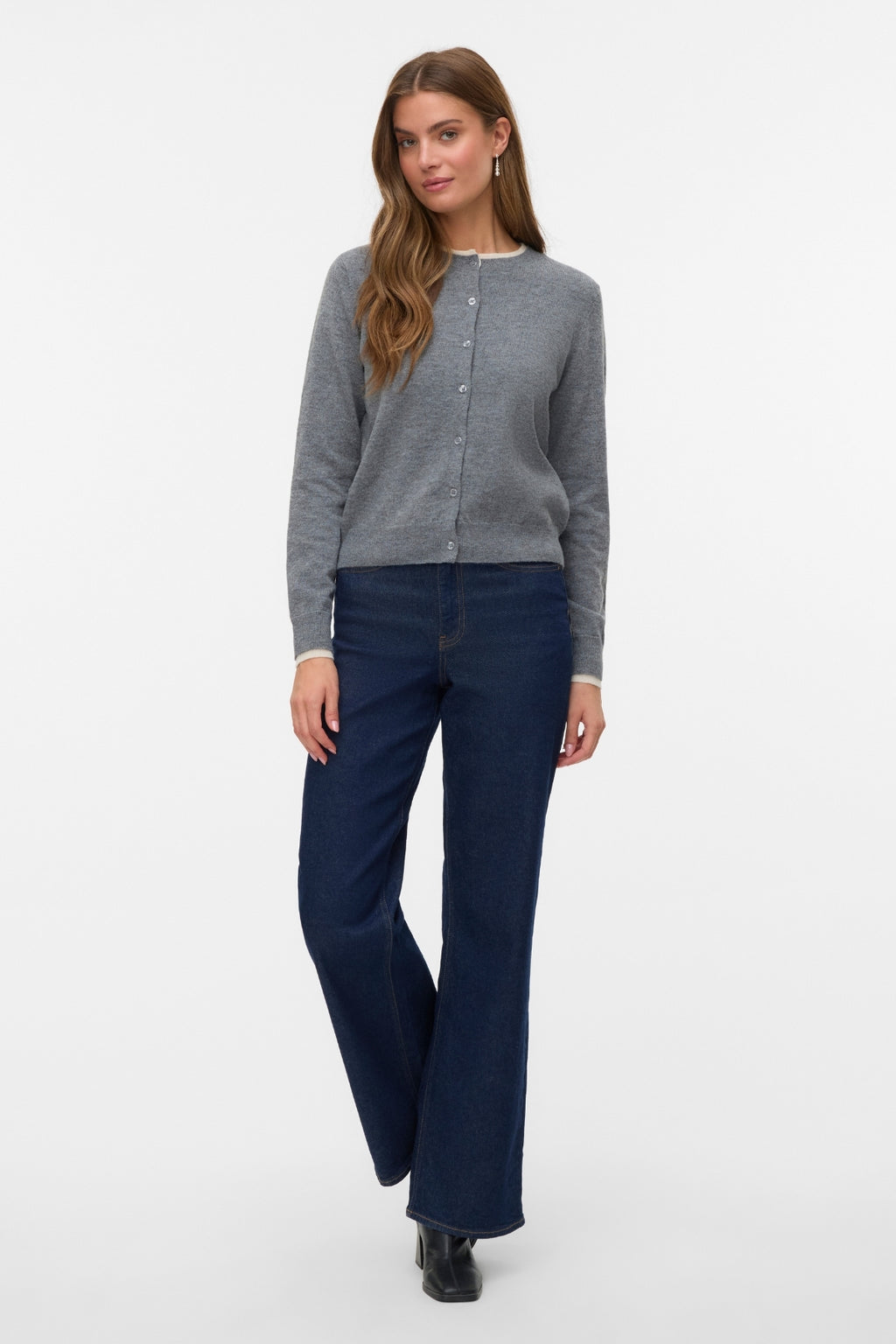 Wonderful O-hals Cardigan - Mellomgrå Melange