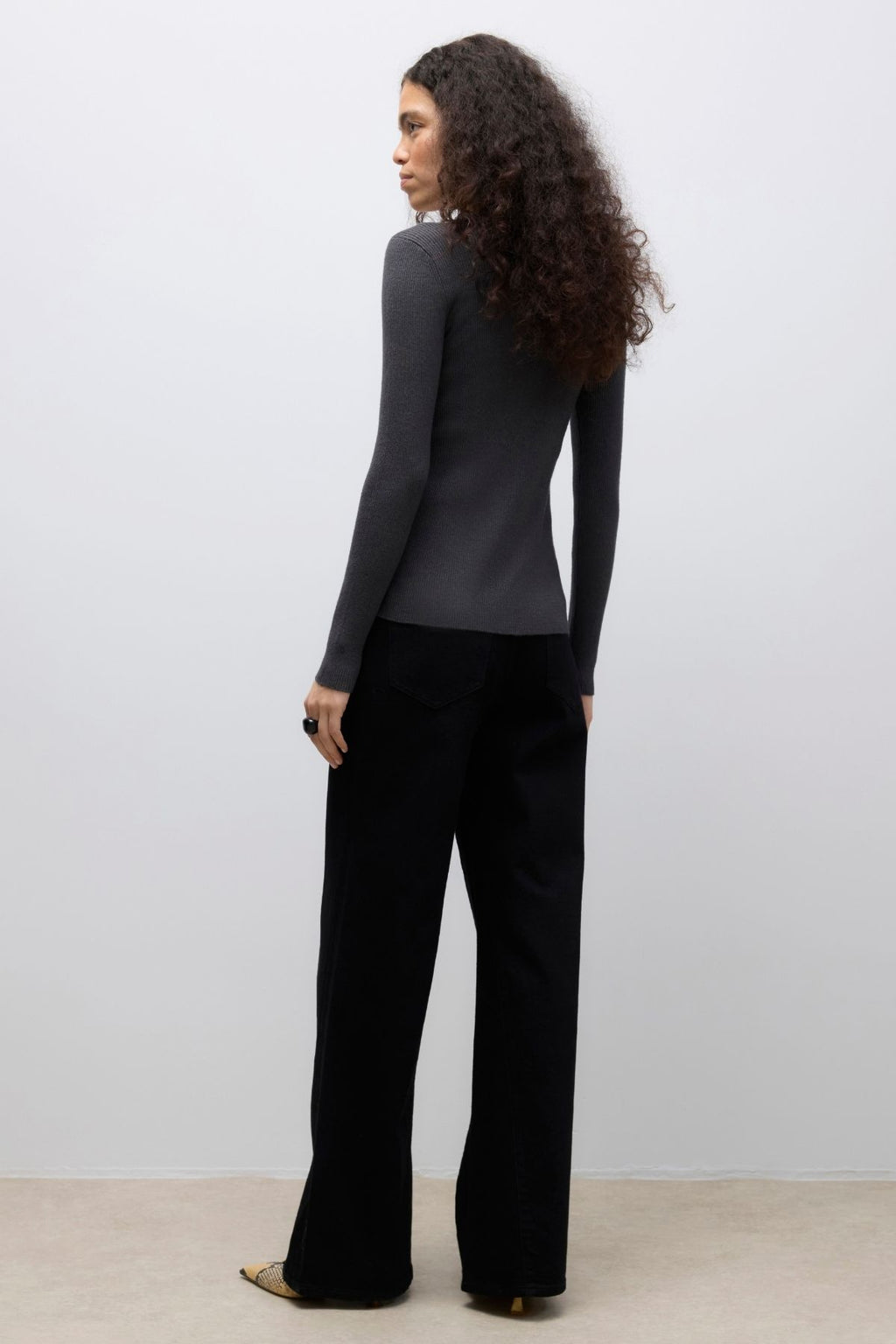 Ukino O-Neck Strikkecardigan - Mørk Gråmelert