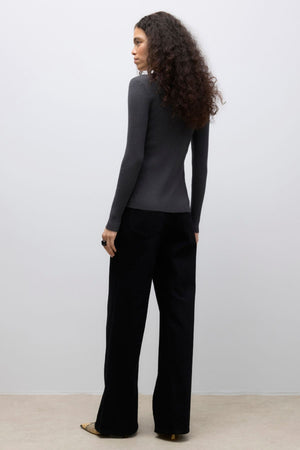 Ukino O-Neck Strikkecardigan - Mørk Gråmelert