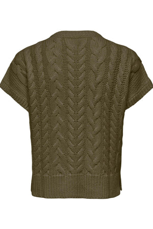 Violetta Cable Vest - Dark Olive